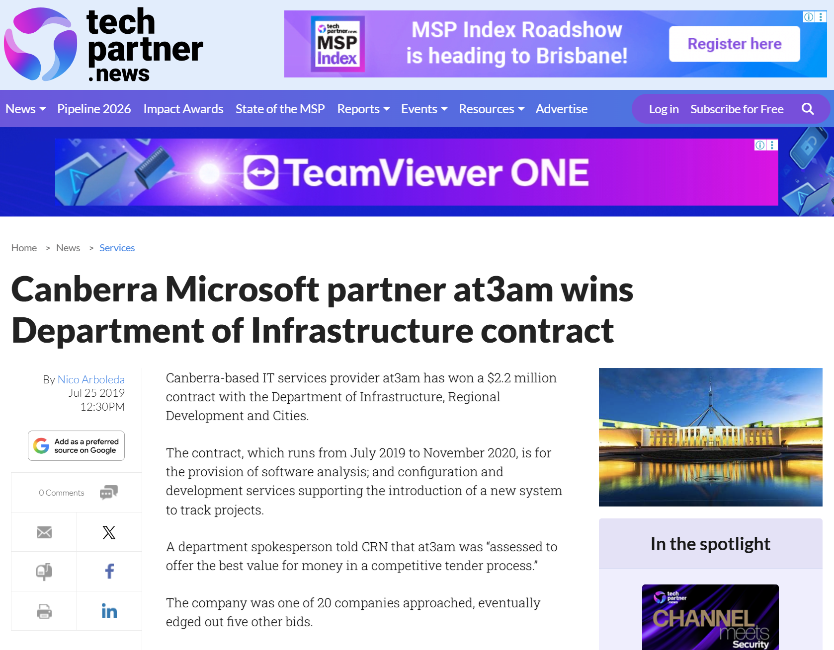 at3am featured in tech partner news article